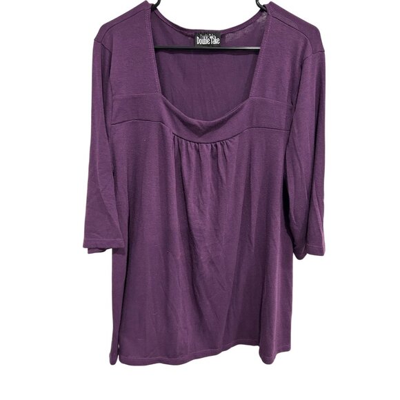 Double Take Womens Purple 3/4 Sleeve Square Neck Blouse Top Size XL - Picture 1 of 8
